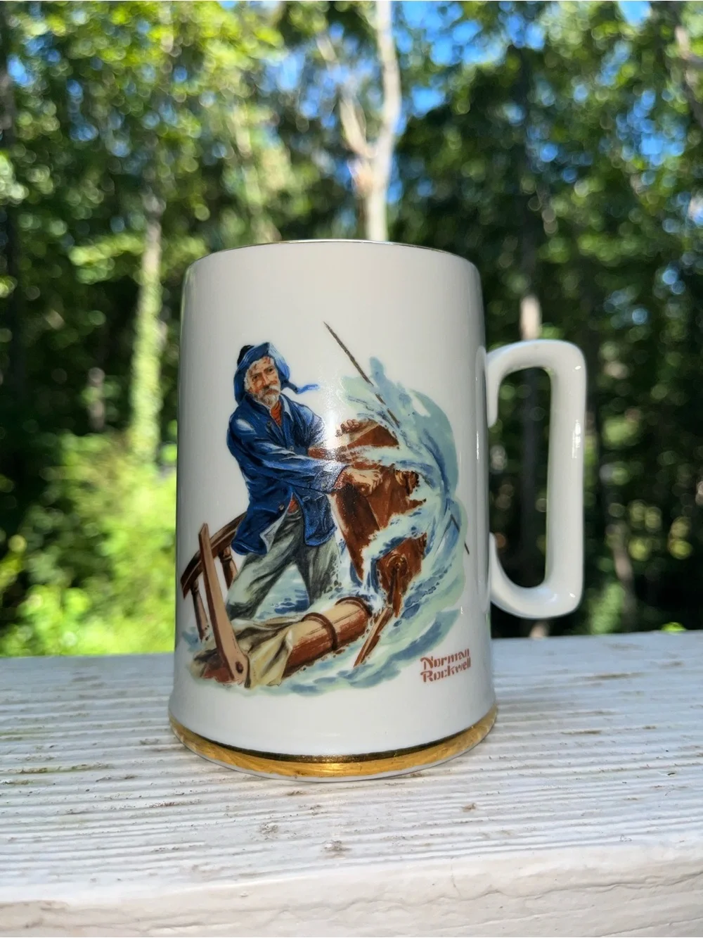 Set of Nautical Norman Rockwell Mugs (4)